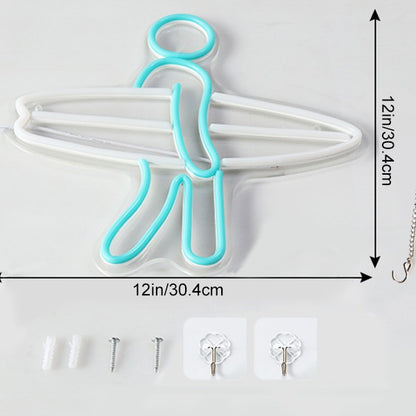 Surfer Neon Sailboat Acrylic Plate Wall Decoration