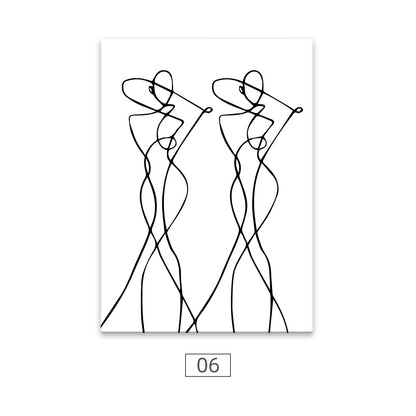 Abstract Woman Body Line Picture Wall Art Canvas Poster